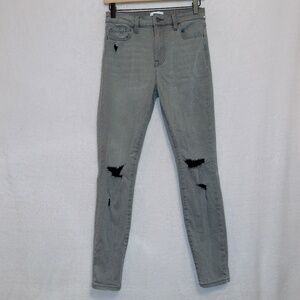 Pistola Gray Wash Denim High Rise Busted Knee's Skinny Jeans size 28